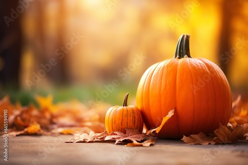  photo thanksgiving and  halloween pumpkin harvest background in autumn mood made with AI GENERATED