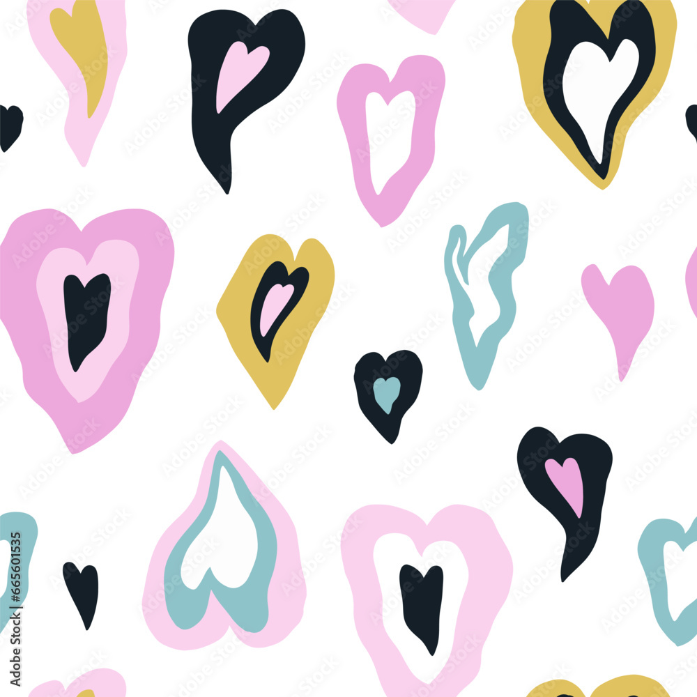 Seamless pattern with abstract fluid hearts. Creative colorful hearts texture. Vector modern background illustration Seamless pattern with abstract fluid hearts. Creative colorful hearts texture. Vector modern background illustration