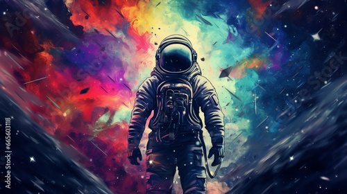 psychonaut a astronaut in colorful space Generative AI