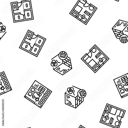 interior designer office vector seamless pattern thin line illustration
