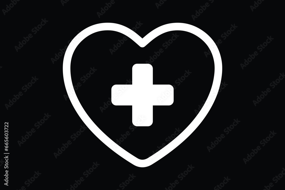heart icon front side on black background heart icon front side on black background