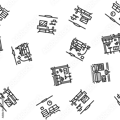 interior designer office vector seamless pattern thin line illustration