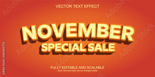 3d text effect november special sale autumn vector