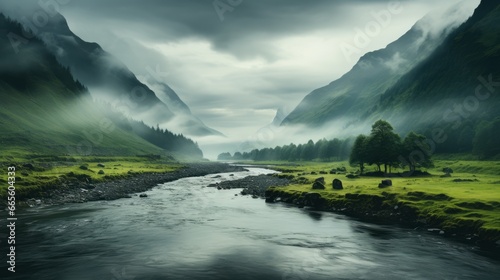 hills of the Scotland highlands. AI Generative. photo