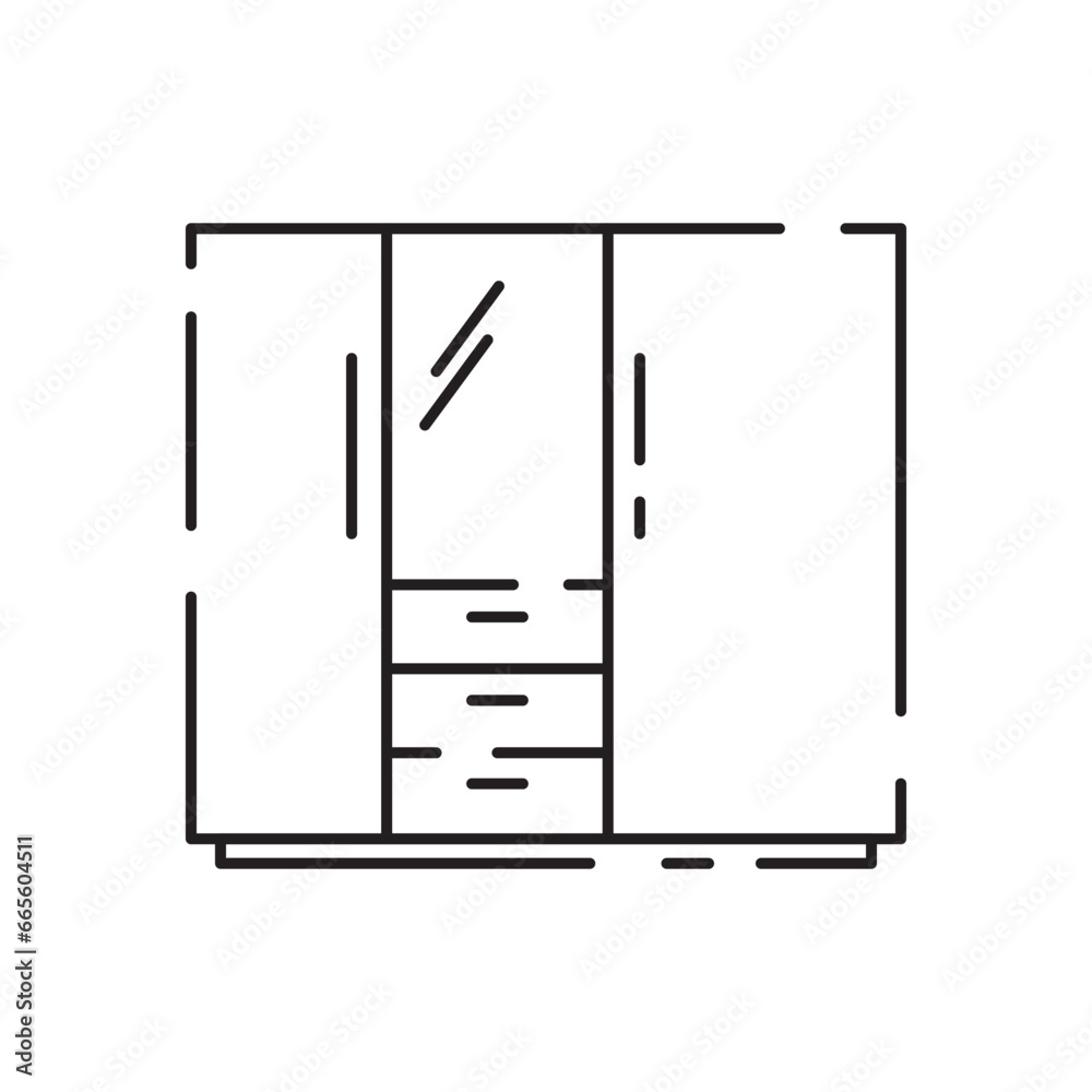 House or home decoration line icon. Furniture Console Mirror On White Background House or home decoration line icon. Furniture Console Mirror On White Background