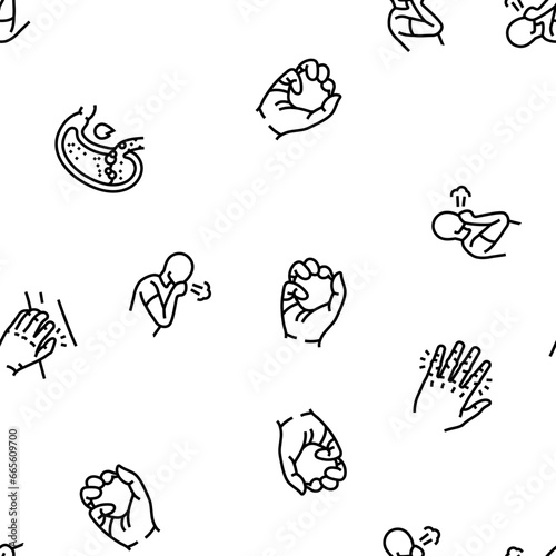 disease symptom health vector seamless pattern thin line illustration