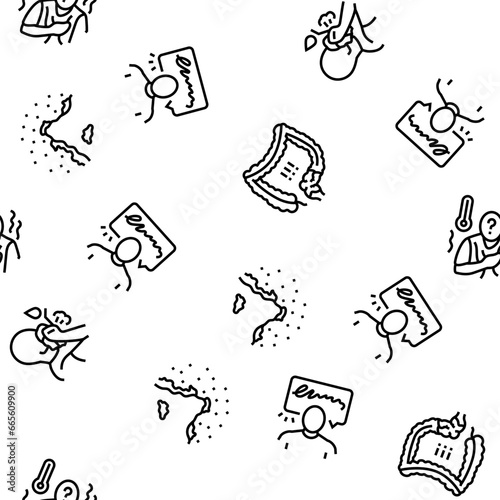 disease symptom health vector seamless pattern thin line illustration