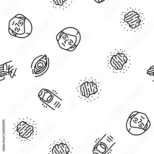 disease symptom health vector seamless pattern thin line illustration