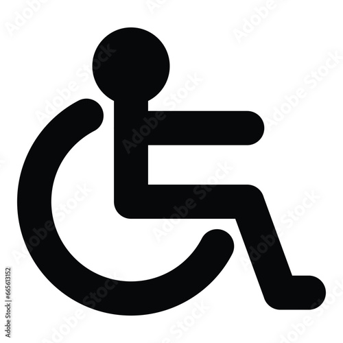 wheelchair icon, vector isolated on white background. simple and modern flat style design.