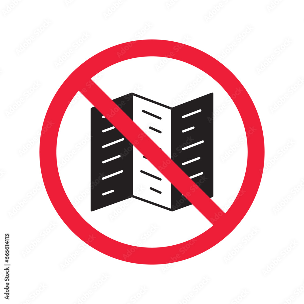 Forbidden Prohibited Warning, caution, attention, restriction label danger. No booklet vector icon. Do not use brochure leaflet sign design. No catalogue brochures symbol flat pictogram. Forbidden Prohibited Warning, caution, attention, restriction label danger. No booklet vector icon. Do not use brochure leaflet sign design. No catalogue brochures symbol flat pictogram.