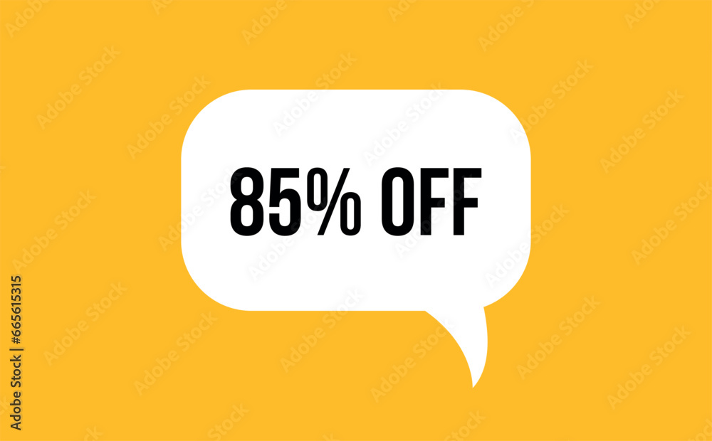 85% off speech bubble discount vector illustration. Communication speech bubble with 85% off text 85% off speech bubble discount vector illustration. Communication speech bubble with 85% off text