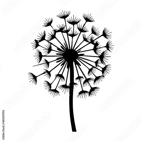 Dandelion flowers with fluffy seeds   floral silhouettes design elements vector illustration  ai generated