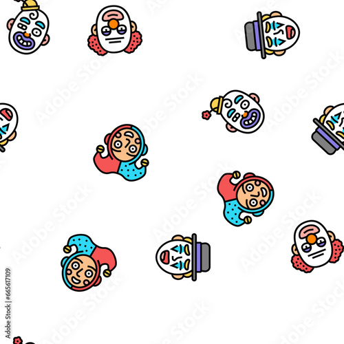 circus carnival vintage show vector seamless pattern thin line illustration