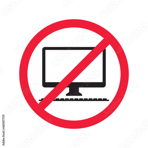 Free Download Forbidden Prohibited Warning, caution, attention, restriction label danger. No computer vector icon. Do not use pc sign design. No monitor screen symbol flat pictogram. No computer - GFXLoad