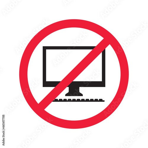 Free Download Forbidden Prohibited Warning, caution, attention, restriction label danger. No computer vector icon. Do not use pc sign design. No monitor screen symbol flat pictogram. No computer - GFXLoad
