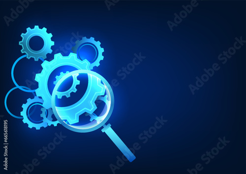 Search technology, Magnifying glass viewing gear It represents the use of technology to help solve problems. To proceed further correctly and more quickly