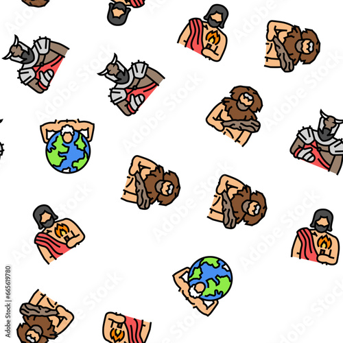 greek god mythology ancient vector seamless pattern thin line illustration