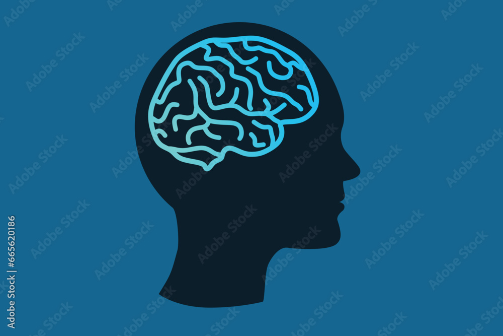 Vector human head and ill brain