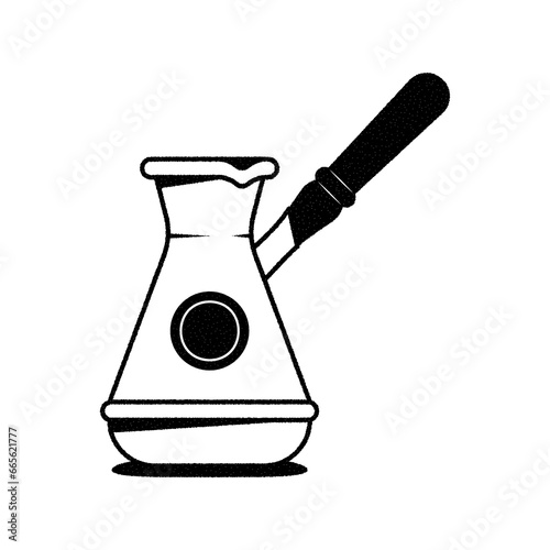 Turk with hot coffee, a popular way of brewing coffee, illustration of coffee beans and refreshing flavored drink, vintage style, vector image