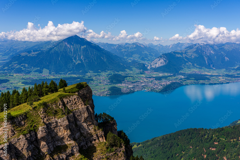 View from the Niederhorn on Lake Thun in Switzerland.