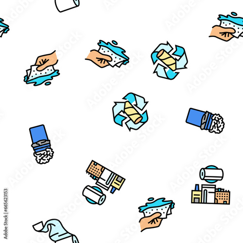 paper towel roll kitchen vector seamless pattern thin line illustration