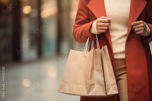 Woman with shopping bags enjoying in shopping