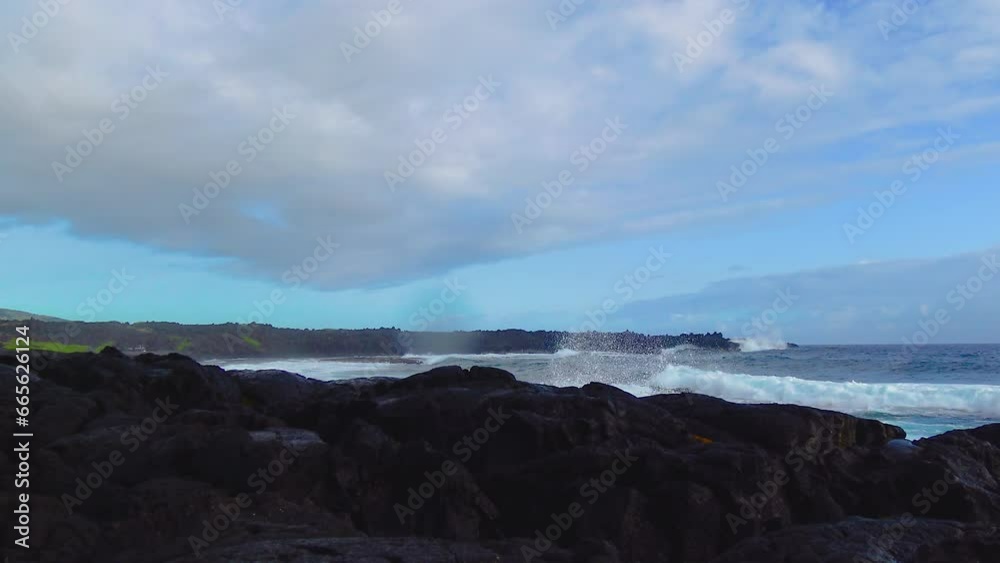 Ocean shore with volcanic lava. Hawaii Volcanoes National Park, USA Ocean shore with volcanic lava. Hawaii Volcanoes National Park, USA