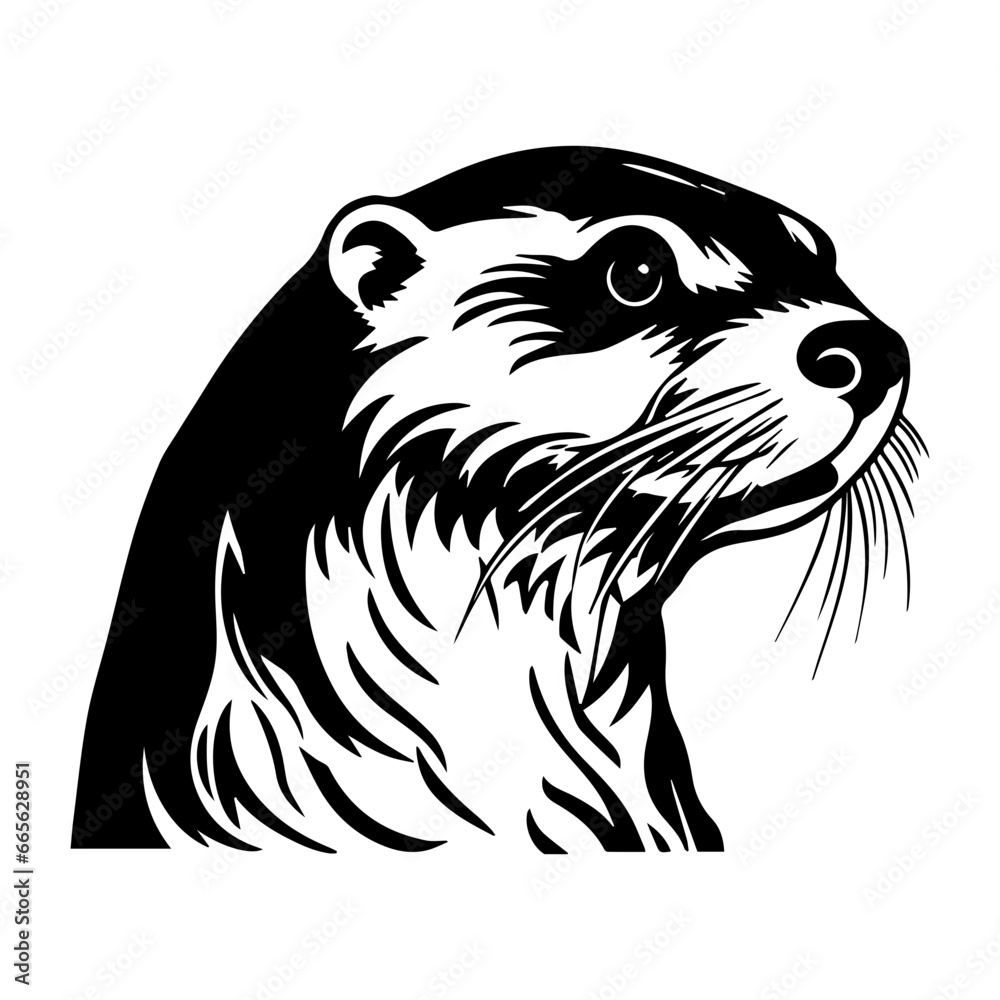 Fototapeta premium otter black and white vector design,Otter Logo Monochrome Design Style, ai generated