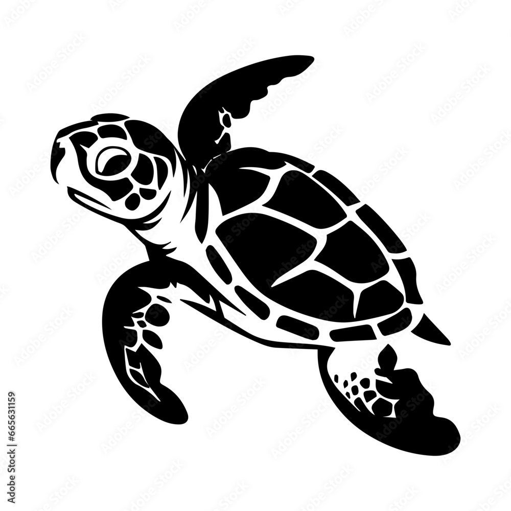 Sea turtle hand drawn engraving style sketch Underwater animals Vector illustration., ai generated
