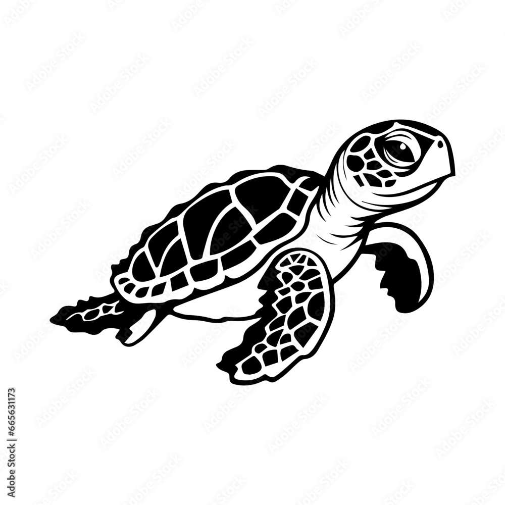 Fototapeta premium Sea turtle hand drawn engraving style sketch Underwater animals Vector illustration., ai generated