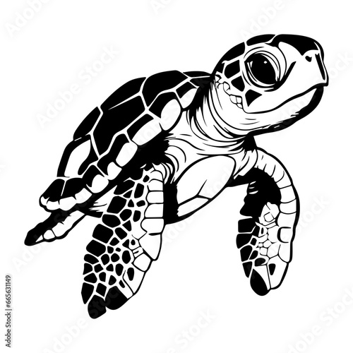 Sea turtle hand drawn engraving style sketch Underwater animals Vector illustration., ai generated