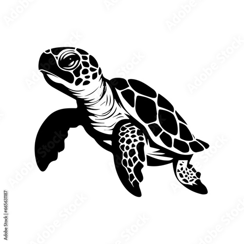 Sea turtle hand drawn engraving style sketch Underwater animals Vector illustration., ai generated