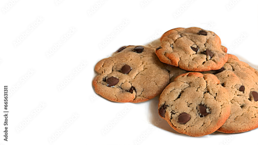 Pile of chocolate cookies on a white background. Homemade baking. Pile of chocolate cookies on a white background. Homemade baking.