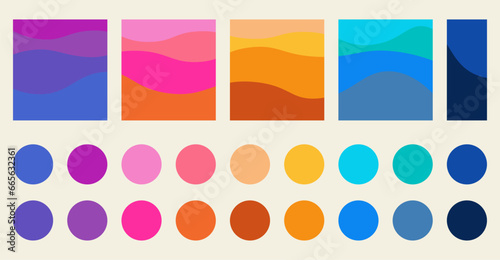 Trendy Luxury Modern Shades Pastel colours Palette Pattern Collection Vector Design.Creative Catalog Tone Swatch Chart Set Background Graphic Template Illustration.Guide Print Fashion Blue Inspiration