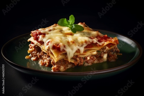 Plate of lasagne. Generative AI