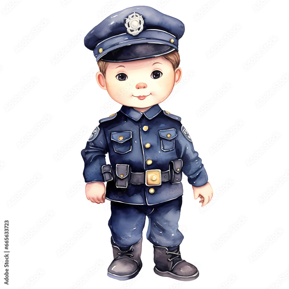 Watercolor Cute Policeman Clipart Illustration Watercolor Cute Policeman Clipart Illustration