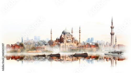 Illustration capturing the essence of Istanbul's iconic skyline and culture, blending tradition and modernity in vibrant colors