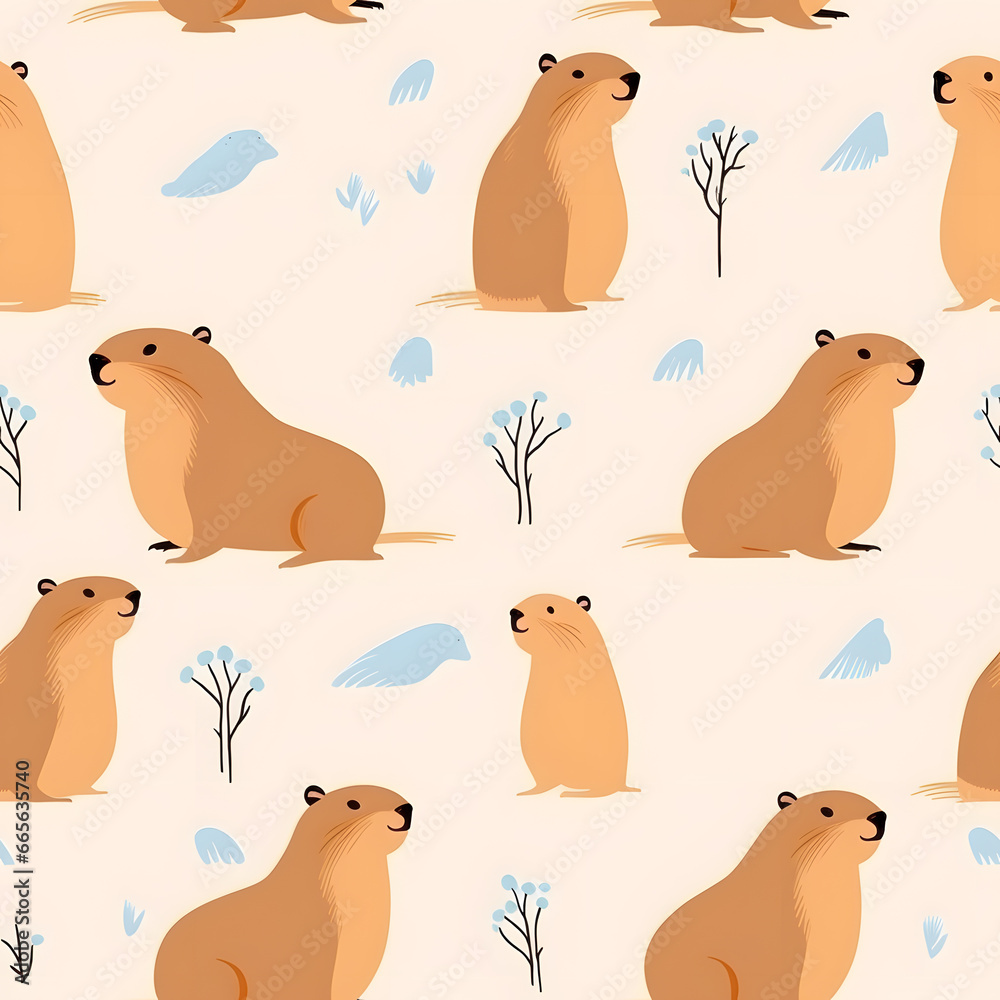 Fototapeta premium otter seamless pattern