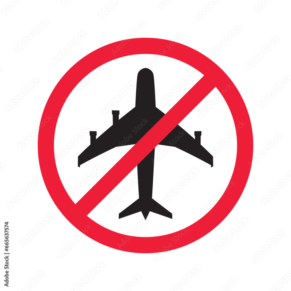 Forbidden Prohibited Warning, caution, attention, restriction label danger. No airplane vector icon. Do not use plane sign design. No airport symbol flat pictogram. Forbidden Prohibited Warning, caution, attention, restriction label danger. No airplane vector icon. Do not use plane sign design. No airport symbol flat pictogram.
