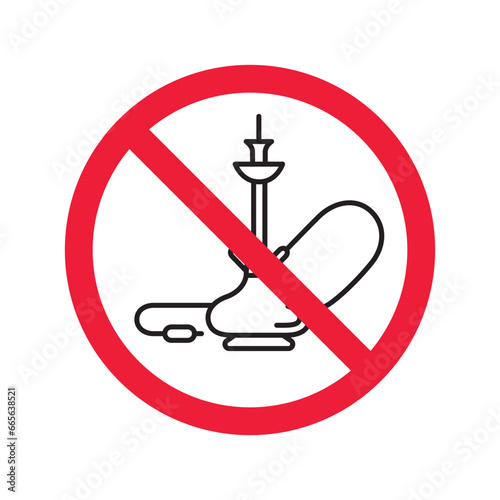 Forbidden Prohibited Warning, caution, attention, restriction label danger. No shisha vector icon. Do not use shisa sign design. No hookay symbol flat pictogram. Do not smoke shisha hookah icon