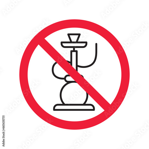 Forbidden Prohibited Warning, caution, attention, restriction label danger. No shisha vector icon. Do not use shisa sign design. No hookay symbol flat pictogram. Do not smoke shisha hookah icon