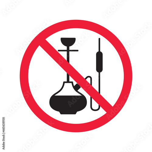 Forbidden Prohibited Warning, caution, attention, restriction label danger. No shisha vector icon. Do not use shisa sign design. No hookay symbol flat pictogram. Do not smoke shisha hookah icon