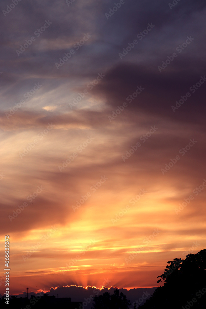 Sky landscape. Colorful sunset.