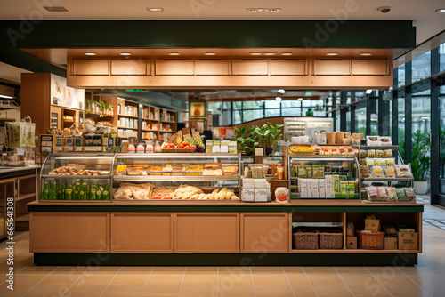 grocery shop with customers inside, business, stores, clothing, food, services, etc. photo