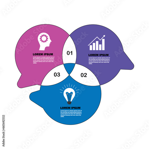 Speech bubbles Infographic with 3 step