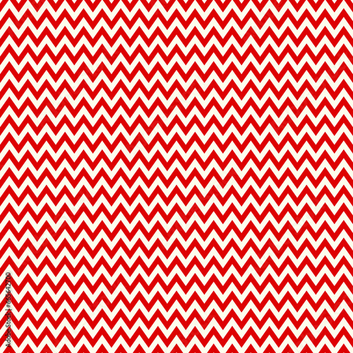 Red zigzag lines. Jagged stripes. Seamless surface pattern design with triangular waves ornament. Repeated chevrons wallpaper. Digital paper for page fills, web designing, textile print. Vector art.