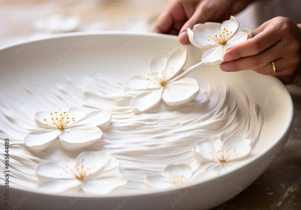 Artisan hand painting a ceramic piece. Embossed art. Traditional crafts. Handmade. AI generated Artisan hand painting a ceramic piece. Embossed art. Traditional crafts. Handmade. AI generated