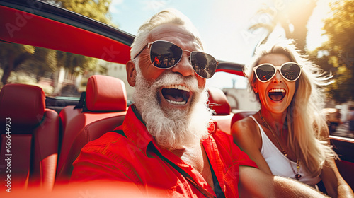 Happy bearded senior man with wife enjoying summer road trip in Italy © ZoomTeam
