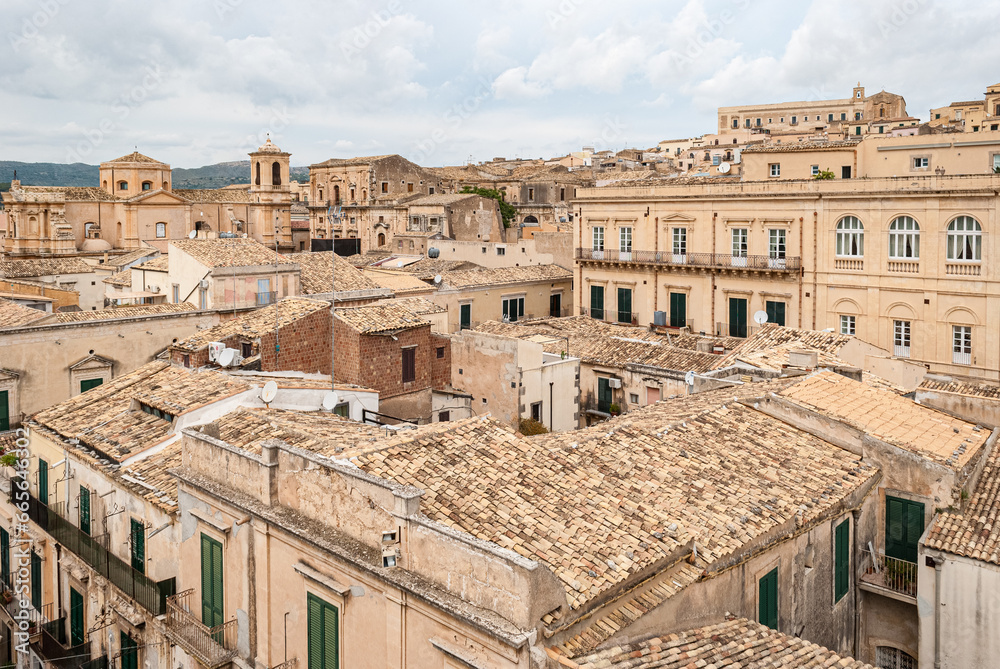 Panoramic view of Noto, baroque city in Sicily