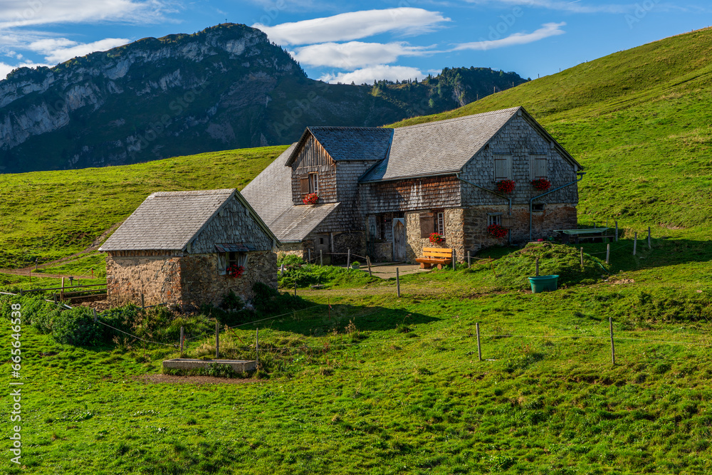 Farm in the Swiss mountains on Lake Lucerne.